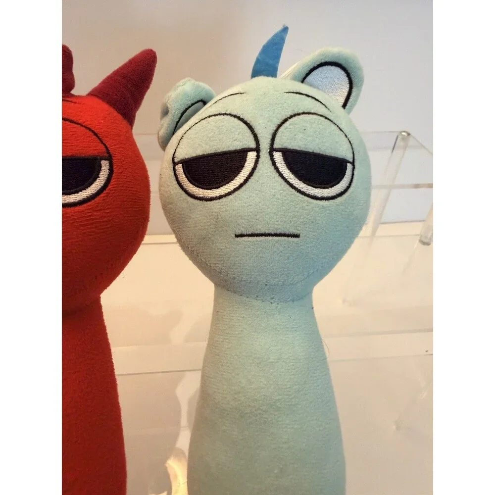 Set Of 2 Sprunki Raddy & Sky Plush Red And Light Blue Characters Stuffed Toys